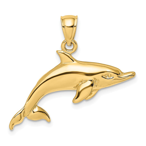 10K 2-D and Polished Swimming Dolphin Charm-10K8053