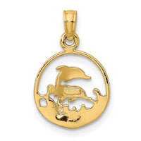 10K Two Dolphins in Circle Charm-10K8055