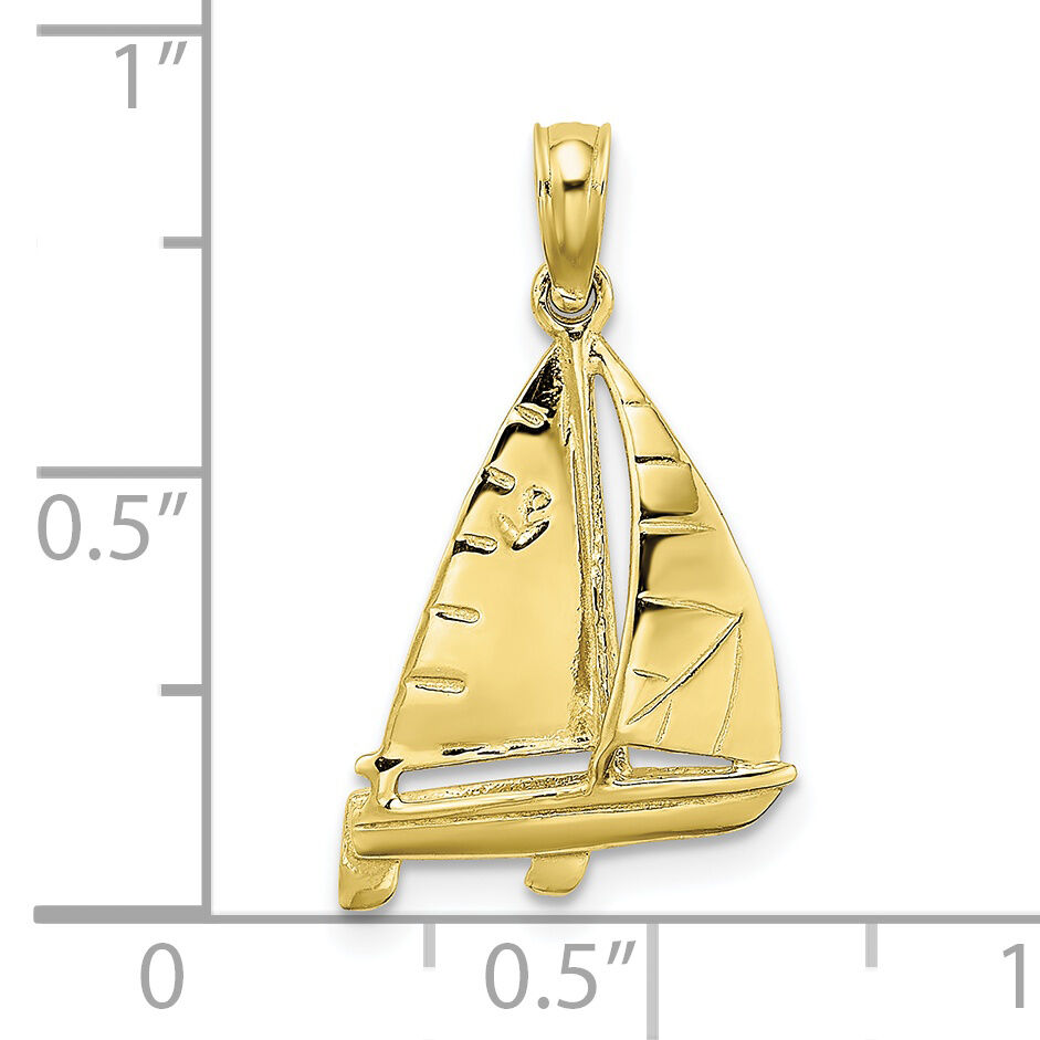 10K 3-D Polished Sailboat Charm-10K8102