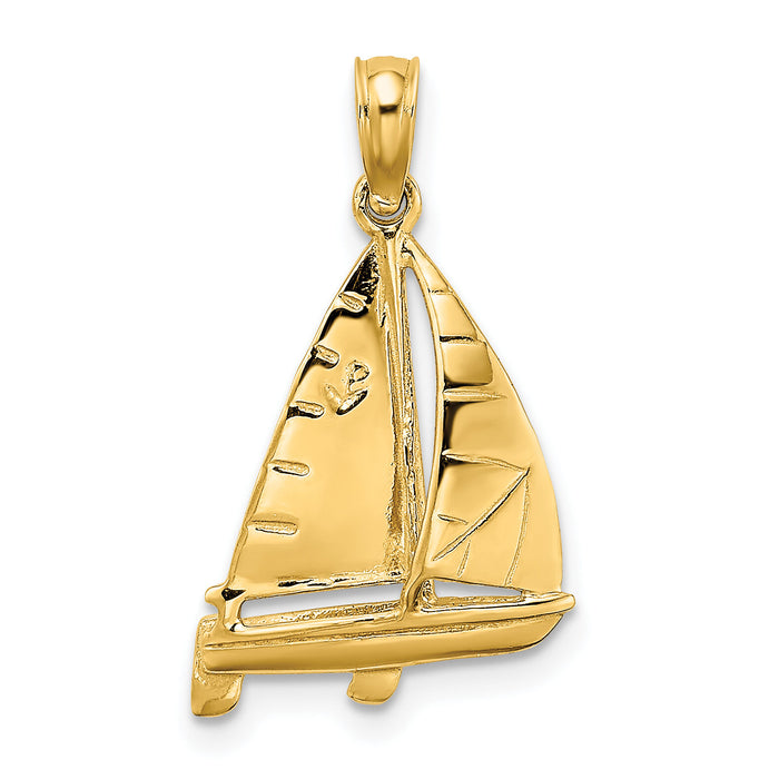 10K 3-D Polished Sailboat Charm-10K8102