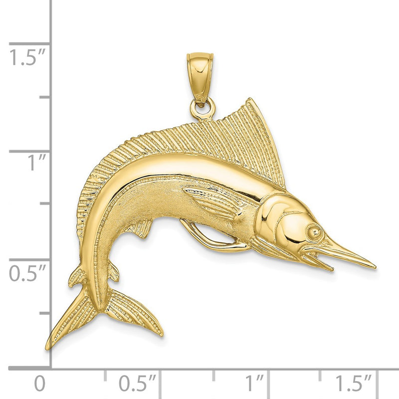 10K 2-D Polished / Satin STRIPED MARLIN Charm-10K8112