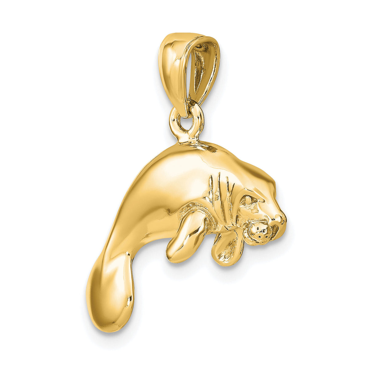 10k 3-D Polished Swimming Manatee Charm-10K8120