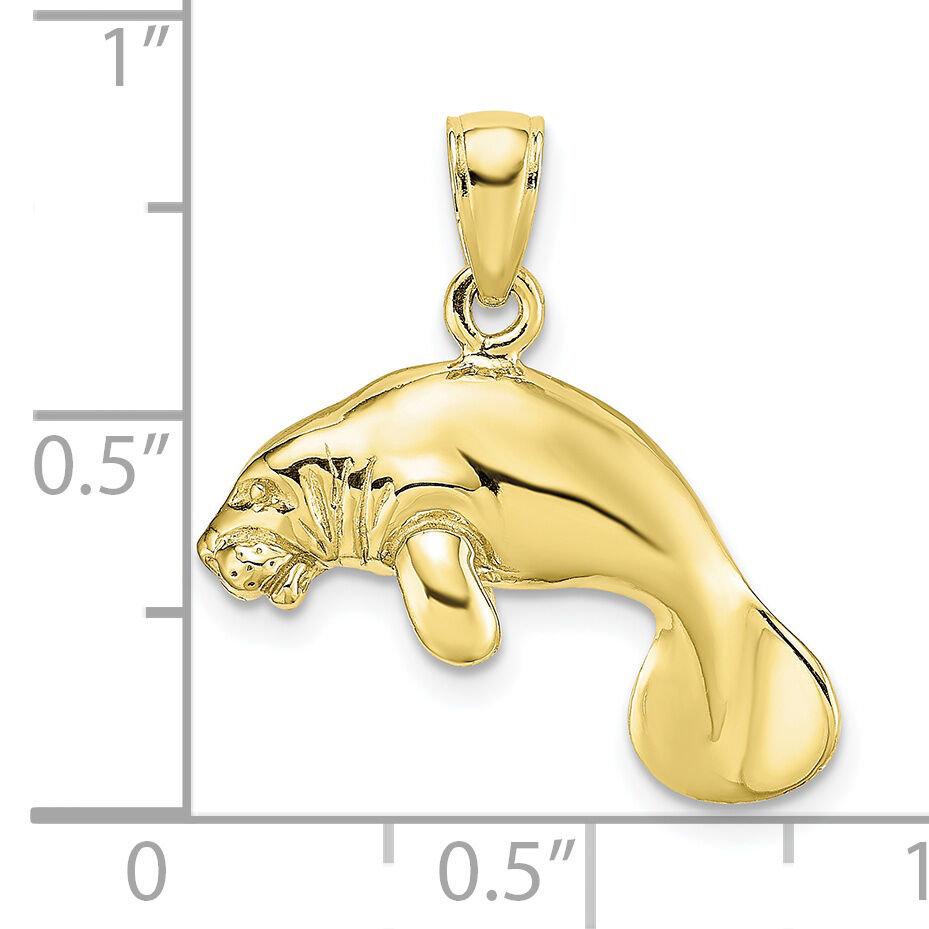 10k 3-D Polished Swimming Manatee Charm-10K8120