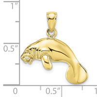 10k 3-D Polished Swimming Manatee Charm-10K8120