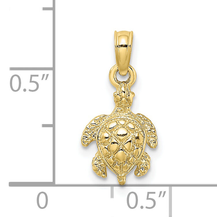 10K 2-D and Textured Sea Turtle Charm-10K8123