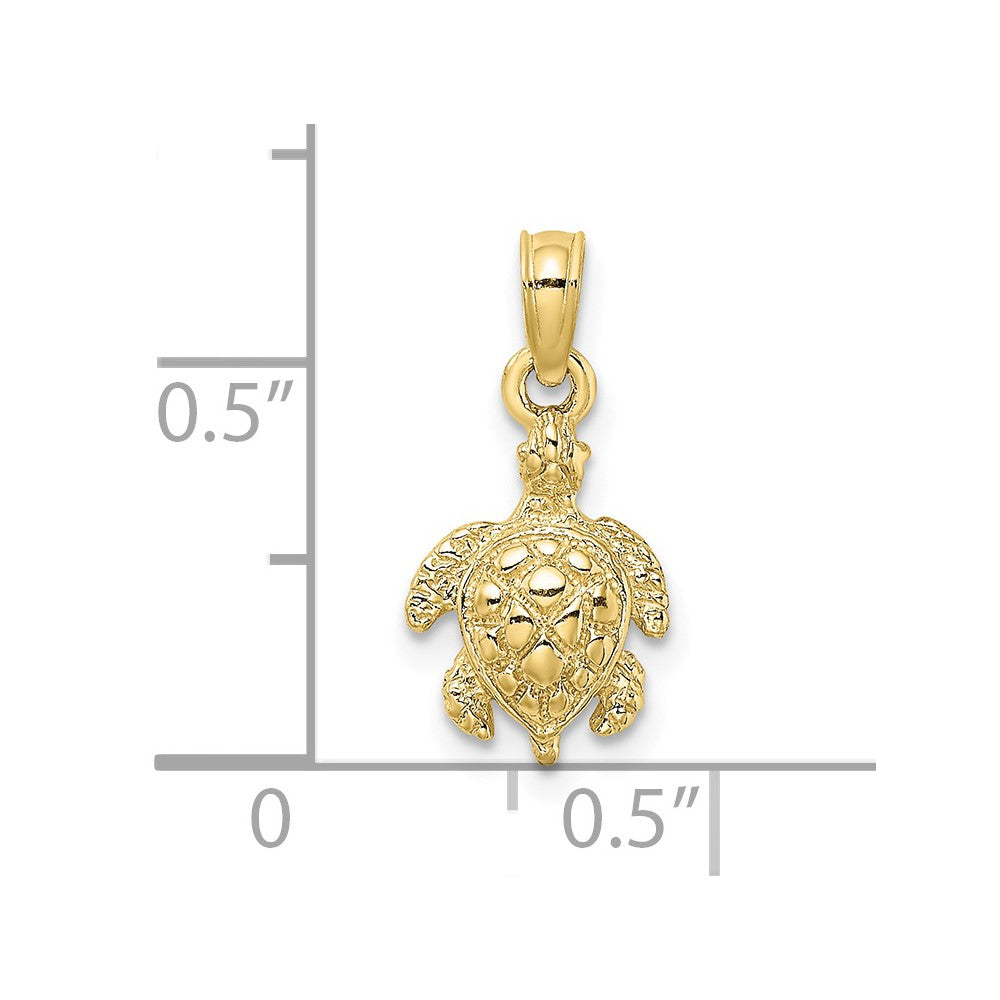 10K 2-D and Textured Sea Turtle Charm-10K8123