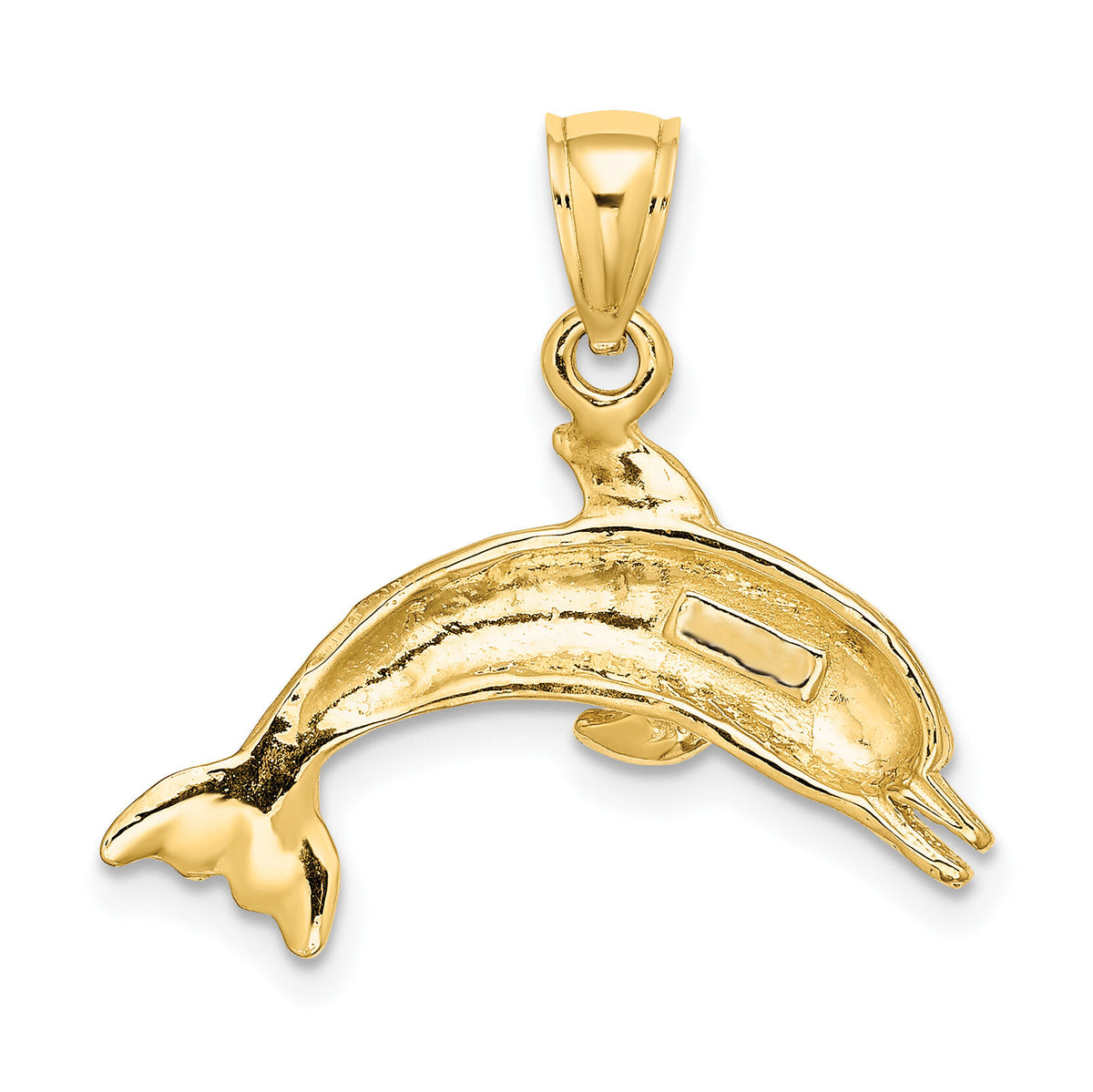 10K Textured Polished Dolphin Jumping Charm-10K8143