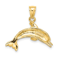 10K Textured Polished Dolphin Jumping Charm-10K8143