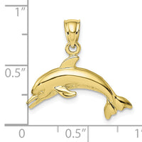 10K Textured Polished Dolphin Jumping Charm-10K8143