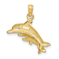 10K Dolphin w/ 2 Baby Dolphins Charm-10K8234