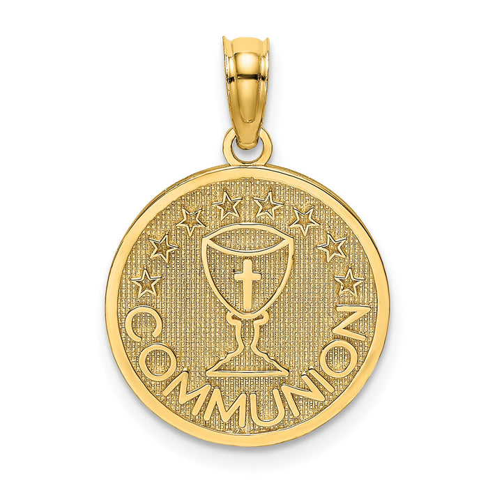 10K Textured Communion Cup on Round Disc Charm-10K8322