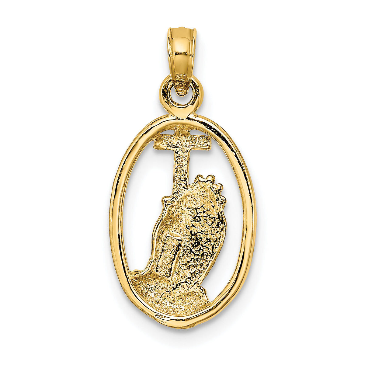 10K Praying Hands and Cross In Oval Charm-10K8327