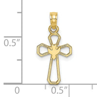 10K Cut-Out Cross w/ Dove Charm-10K8329