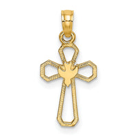 10K Cut-Out Cross w/ Dove Charm-10K8329
