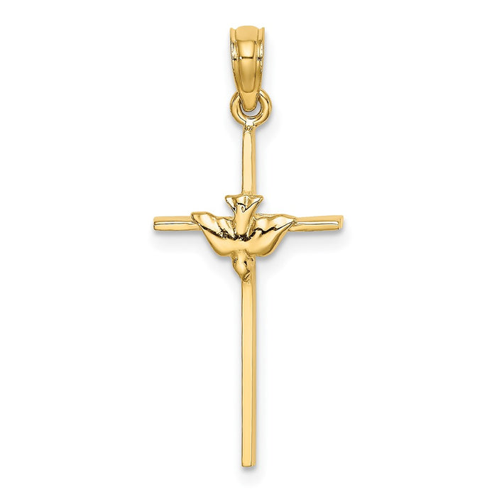 10K Dove On Stick Cross Charm-10K8330