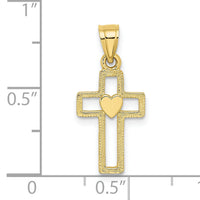 10K Cut-Out Cross w/ Heart Charm-10K8331