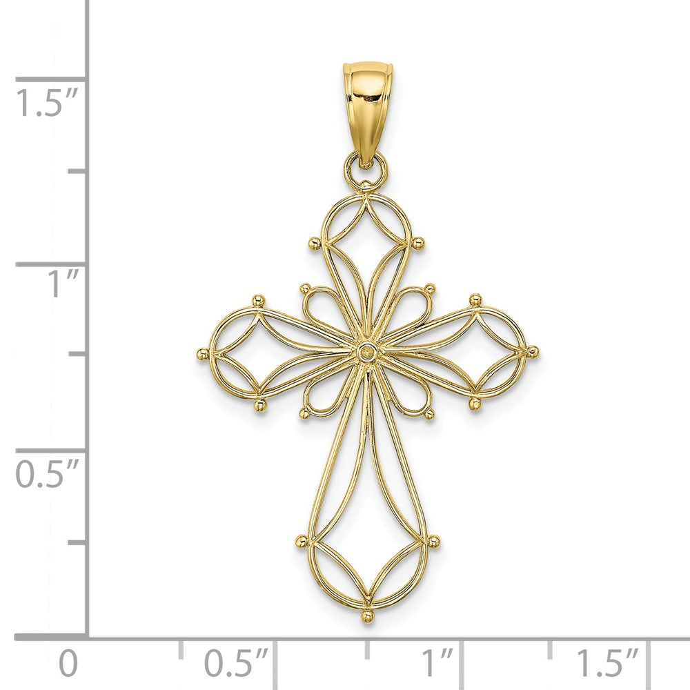 10K Cut-Out Shapes Fancy Cross Charm-10K8332