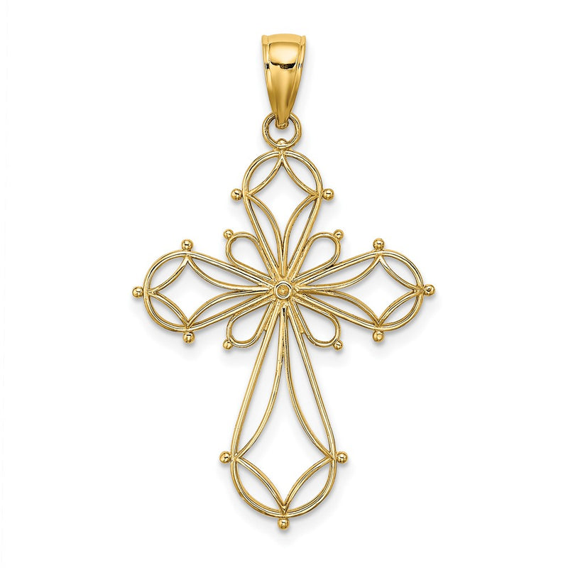 10K Cut-Out Shapes Fancy Cross Charm-10K8332