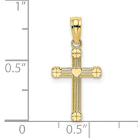 10K Textured w/ Center Heart Small Cross Charm-10K8333
