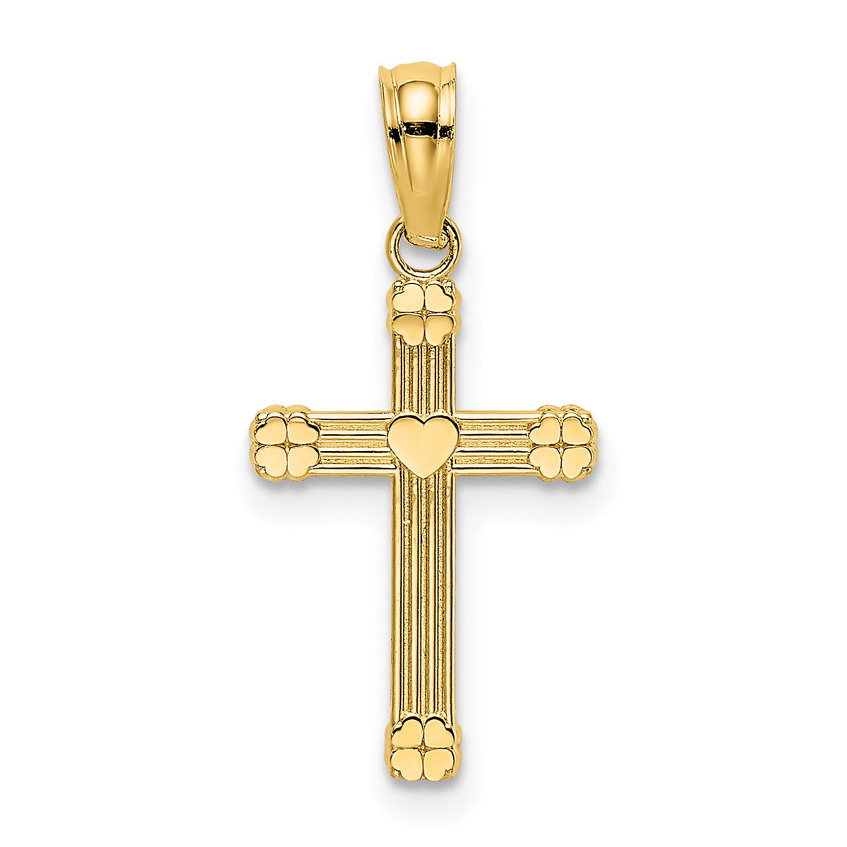 10K Textured w/ Center Heart Small Cross Charm-10K8333