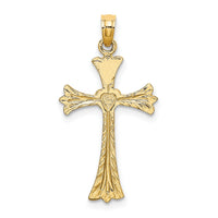 10K Polished and Engraved Cross W/ Heart Charm-10K8334
