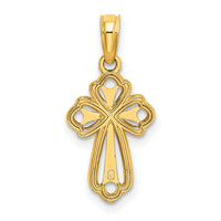 10K Cut-Out Polished Textured Cross Charm-10K8339
