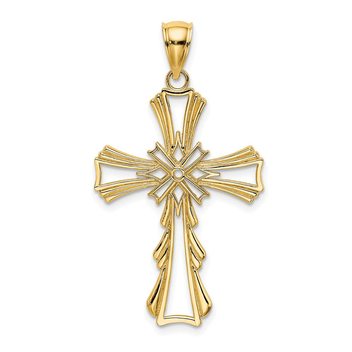 10K Cut-Out w/ Teardrop Sides Cross Charm-10K8341