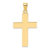 10K Polished Large Block Cross w/ Open Back Charm-10K8347