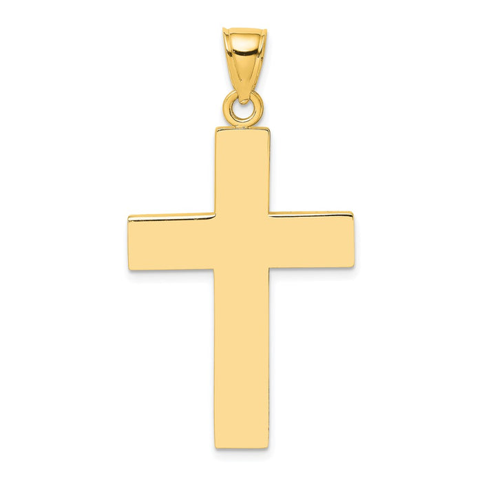 10K Polished Large Block Cross w/ Open Back Charm-10K8347