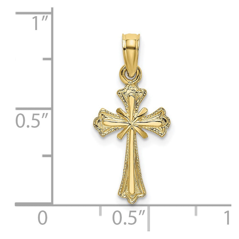 10K Engraved Small Cross w/ X  Center Charm-10K8348