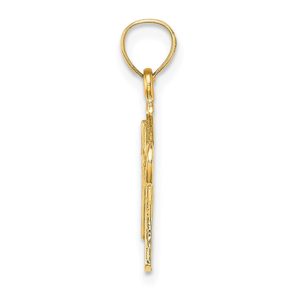 10K Solid Textured Cross Charm-10K8349