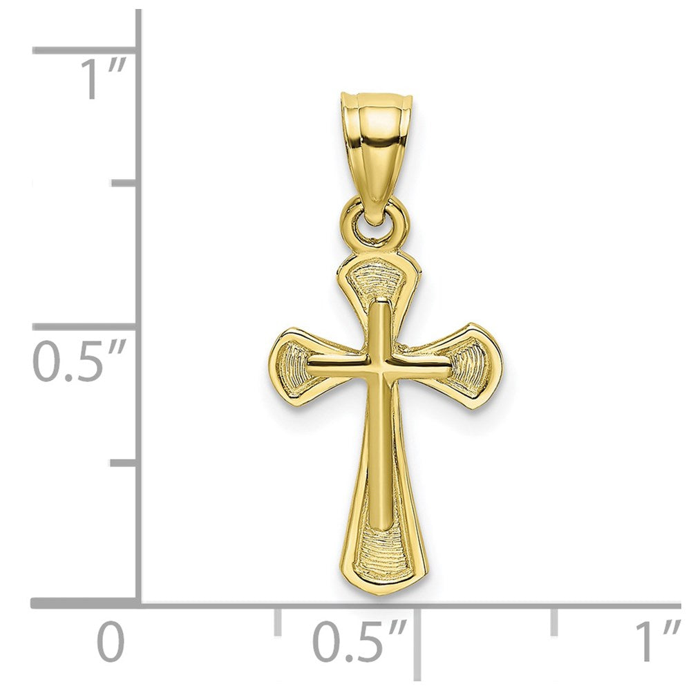 10K Solid Textured Cross Charm-10K8349