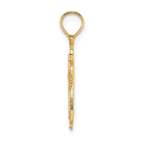 10K Polished and Cut-Out Engraved Cross Charm-10K8350