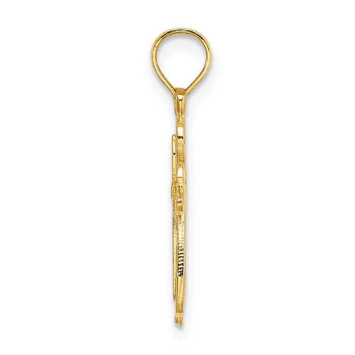 10K Polished and Cut-Out Engraved Cross Charm-10K8350