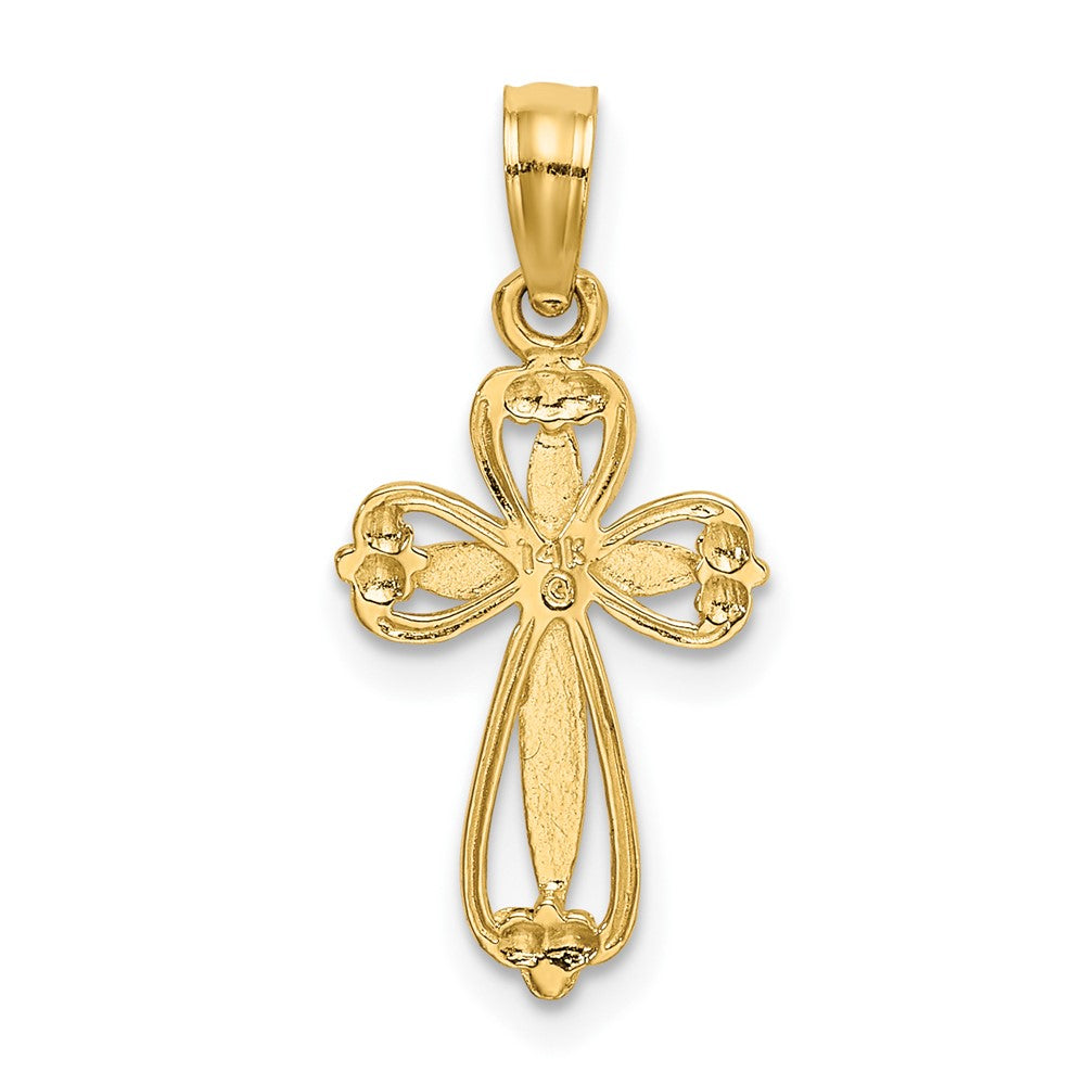 10K Polished and Cut-Out Engraved Cross Charm-10K8350