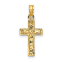 10K 2-D Polished Textured Cross Charm-10K8351