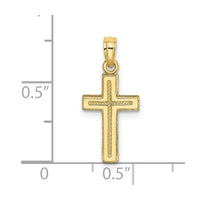 10K 2-D Polished Textured Cross Charm-10K8351