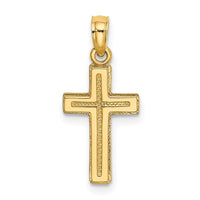 10K 2-D Polished Textured Cross Charm-10K8351