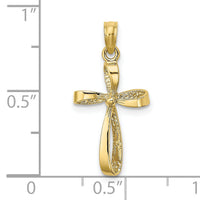 10K 3-D Engraved Polished Twisted Cross Charm-10K8353