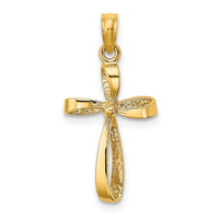 10K 3-D Engraved Polished Twisted Cross Charm-10K8353