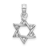 10K White Gold 3-D Polished Star Of David Charm-10K8356W