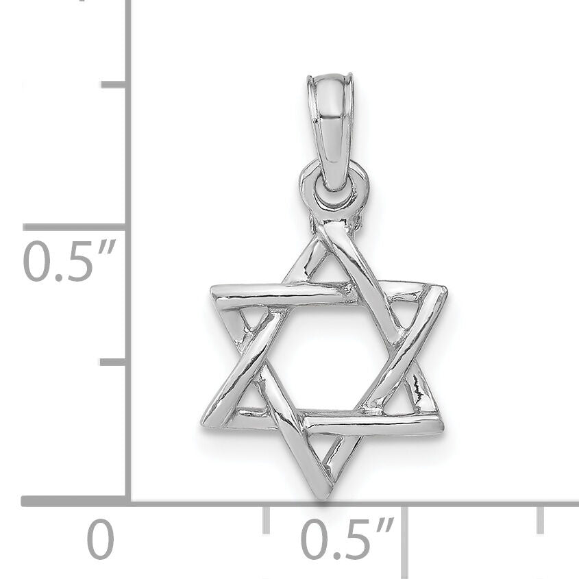 10K White Gold 3-D Polished Star Of David Charm-10K8356W