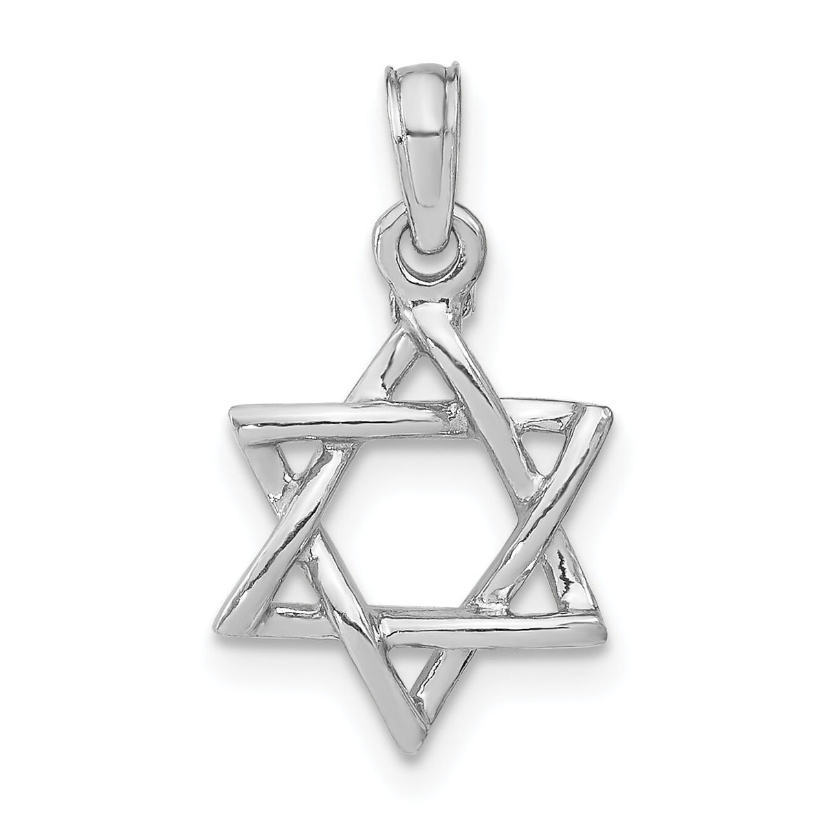 10K White Gold 3-D Polished Star Of David Charm-10K8356W