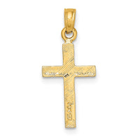 10K Engraved Center and Polished Beveled Edge Cross Charm-10K8364