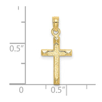 10K Engraved Center and Polished Beveled Edge Cross Charm-10K8364