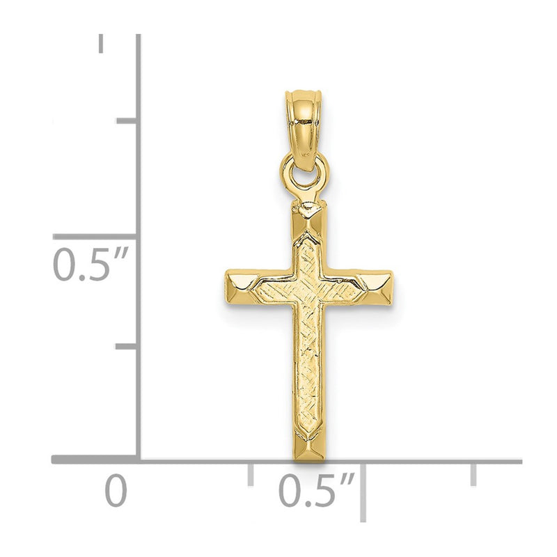 10K Engraved Center and Polished Beveled Edge Cross Charm-10K8364