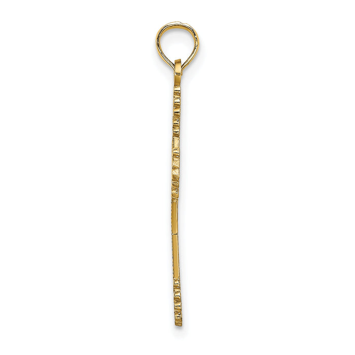 10K Beaded Tip Cross w/ Heart Center Charm-10K8366