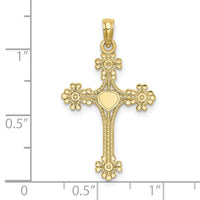 10K Beaded Tip Cross w/ Heart Center Charm-10K8366