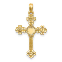 10K Beaded Tip Cross w/ Heart Center Charm-10K8366