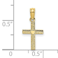 10K Polished Mini Cross w/ Heart Charm-10K8367